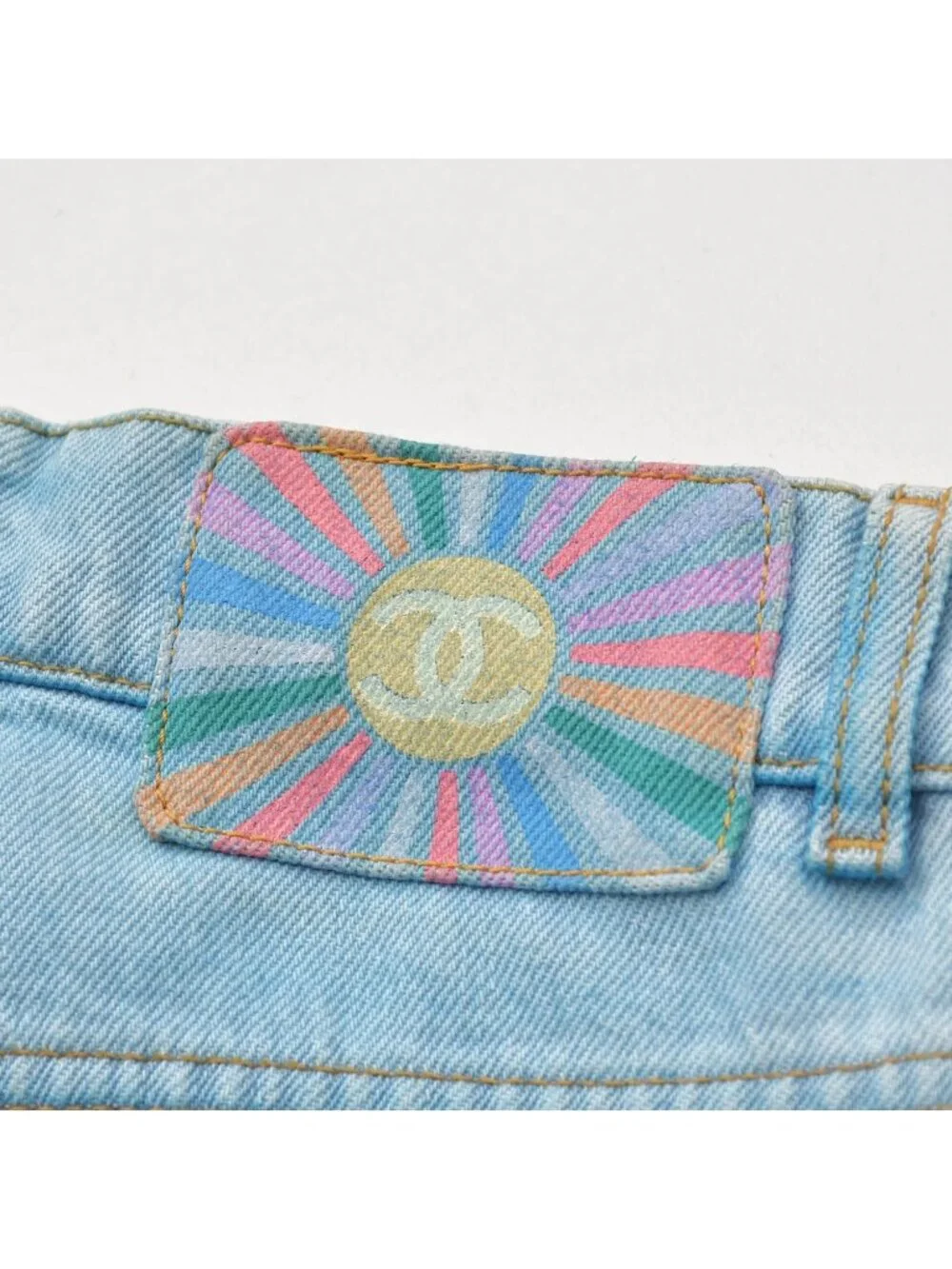 Chanel Cruise Collection Wide Denim Pants CC Logo Indigo Blue